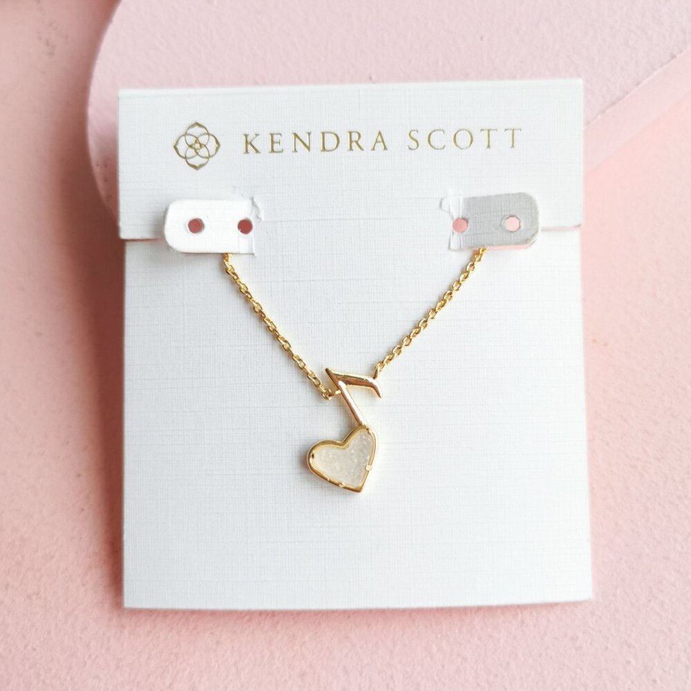 Kendra Scott - Ari Heart Music Note Drusy Gold Necklace - NEW